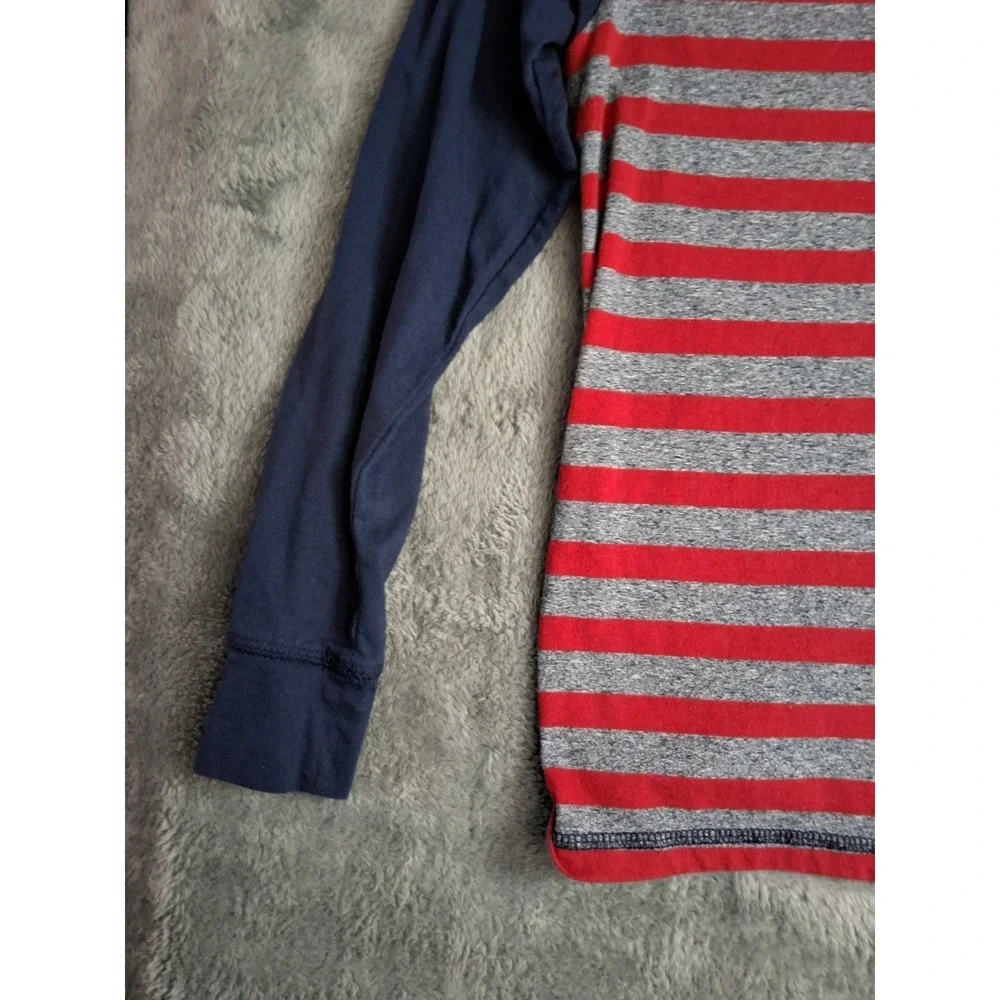 The Childrens Place Boys Blue Red Gray Stripe Long Sleeve Thermal Shirt‎ Large